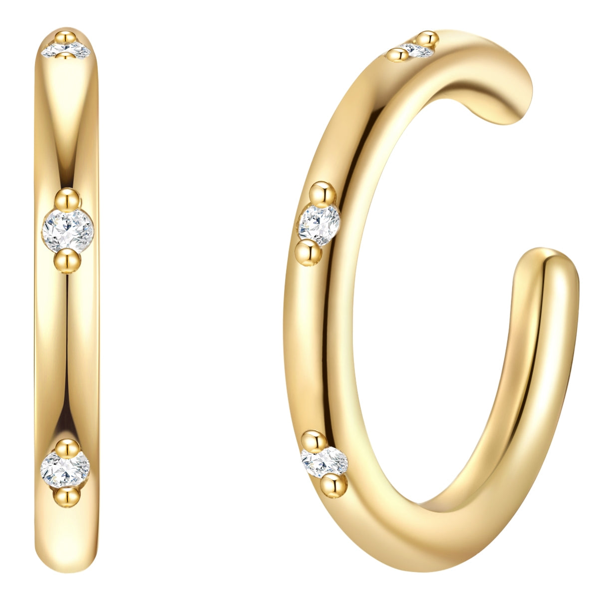 2er Ear cuff gold mit Zirkonia weiB