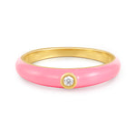 Ring mit Zirkonia/Emaille rosa gelbgold