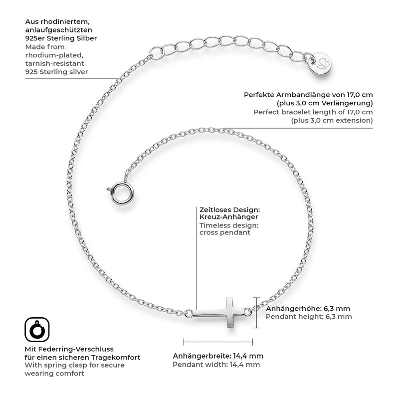 Kreuzarmband silber