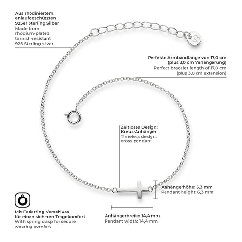 Kreuzarmband silber