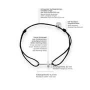 Textil Armband schwarz Kreuz silber