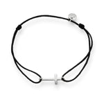 Textil Armband schwarz Kreuz silber