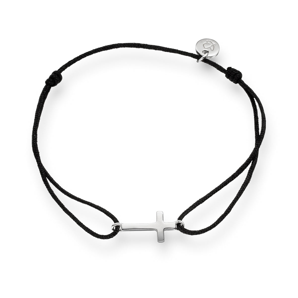 Textil Armband schwarz Kreuz silber