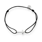 Textil Armband schwarz Kreuz silber