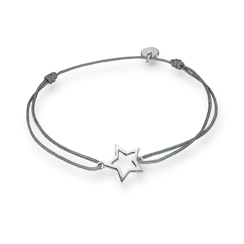 Textil Armband grau Stern silber