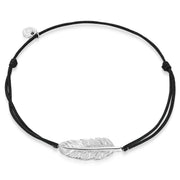 Textil Armband schwarz Feder silber