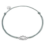 Textil Armband grau Lotusblume silber
