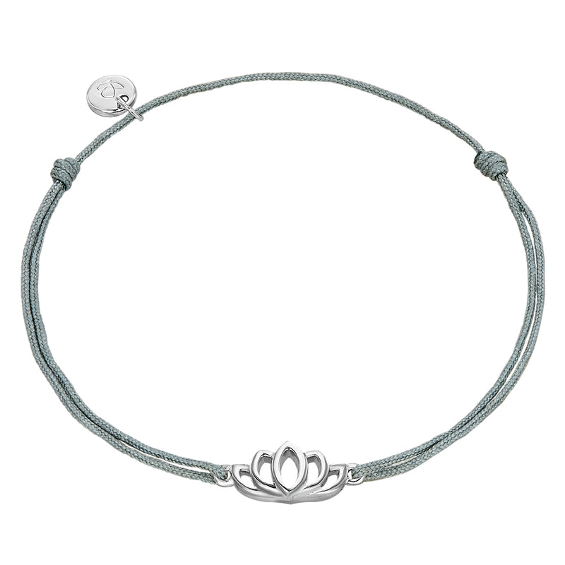 Textil Armband grau Lotusblume silber