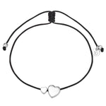 Textil Armband schwarz Herzen silber