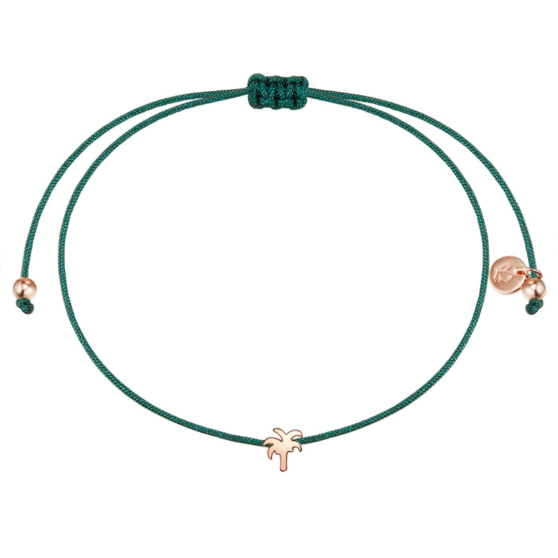 Textil Armband grün Palme roségold