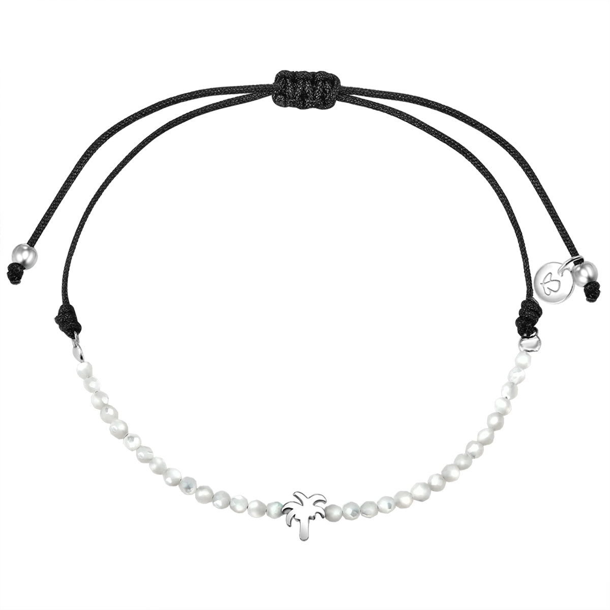 Textilarmband Palme silber