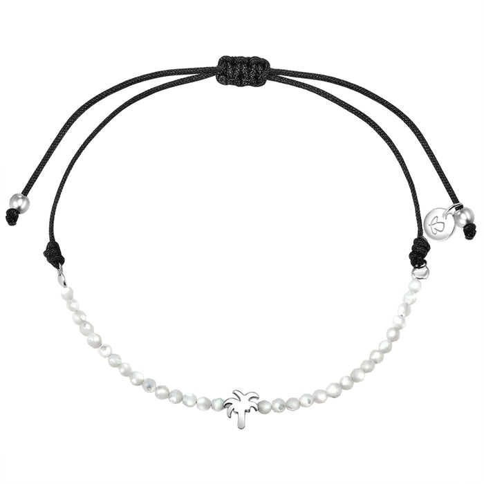 Textilarmband Palme silber