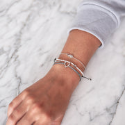 Textilarmband Palme silber