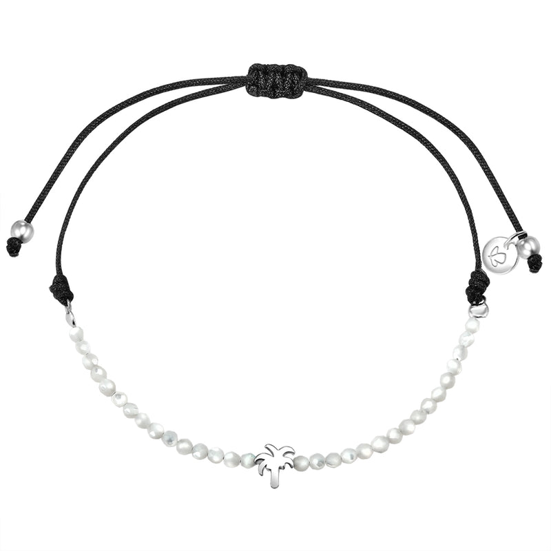 Textilarmband Palme silber