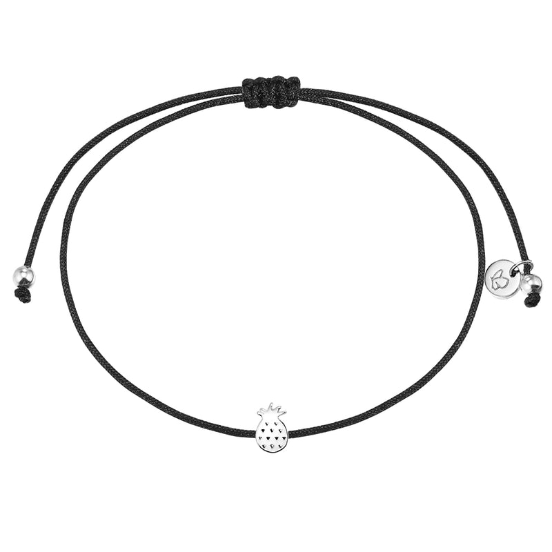 Textil Armband schwarz Ananas silber