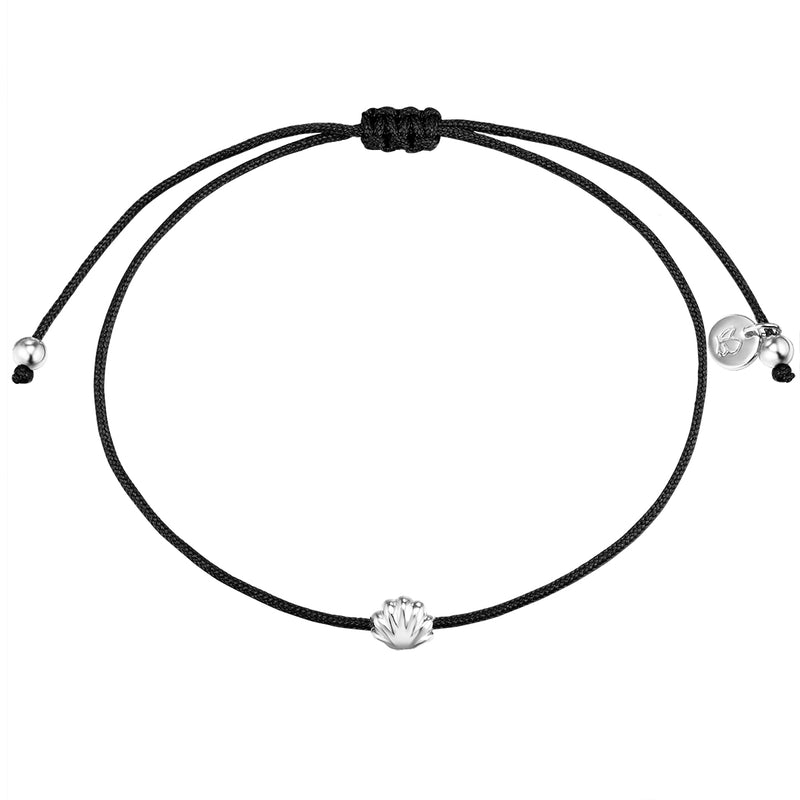 Textil Armband schwarz Muschel silber