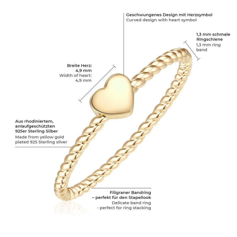 Gedrehter Ring HERZ gelbgold