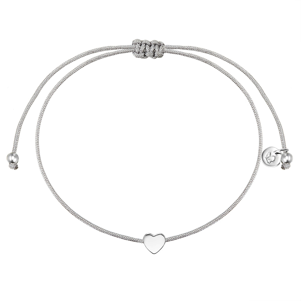 Textil Armband grau Herz silber