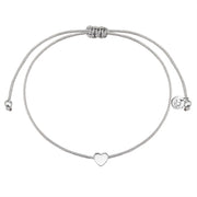 Textil Armband grau Herz silber