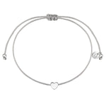 Textil Armband grau Herz silber