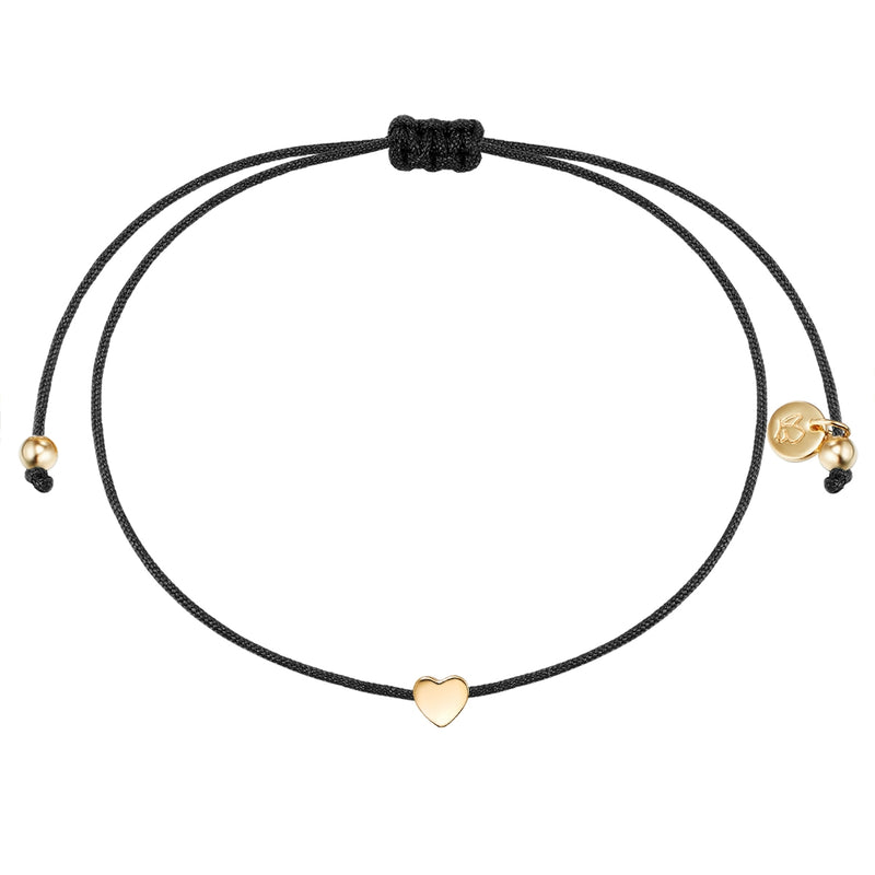 Textil Armband schwarz Herz gelbgold