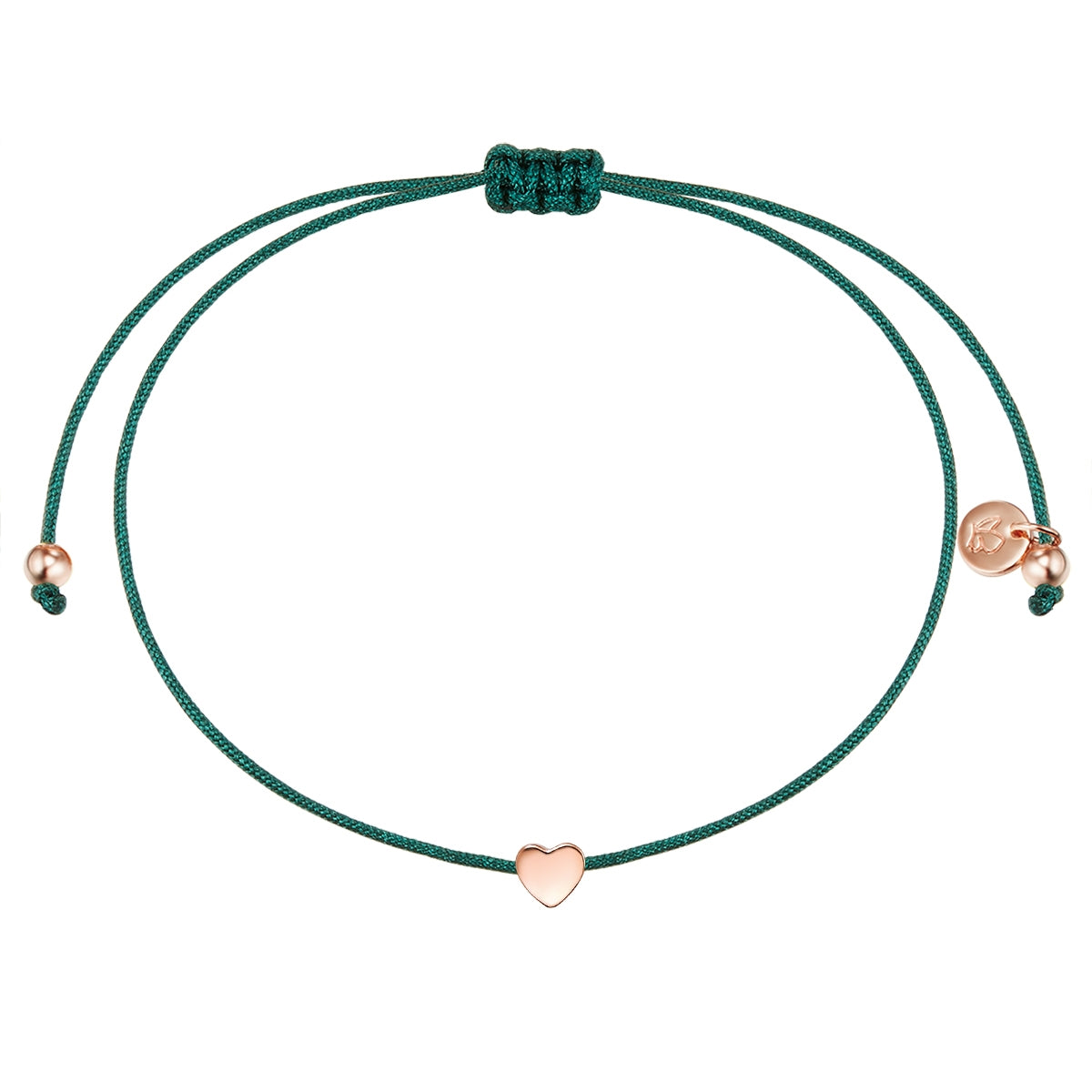 Textil Armband grün Herz roségold