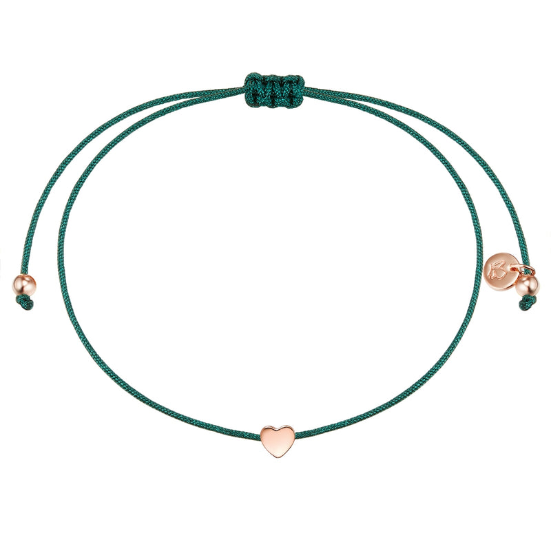 Textil Armband grün Herz roségold