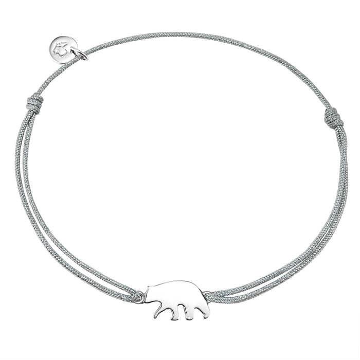 Textil Armband grau Eisbär silber aus 925er Sterling Silber