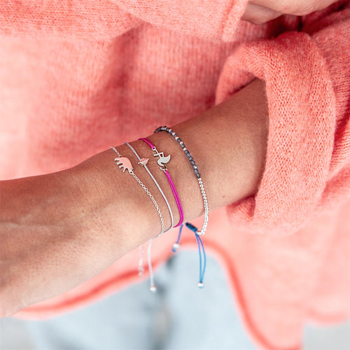 Textil Armband pink Flamingo silber