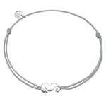 Textil Armband grau Seepferdchen silber