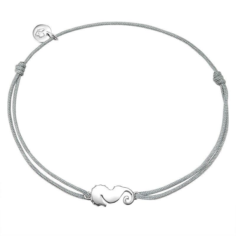 Textil Armband grau Seepferdchen silber