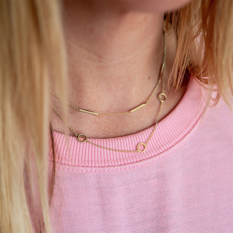 Silberkette in gold mit Stäbchen