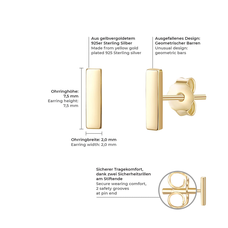 Ohrstecker gold Stäbchen eckig