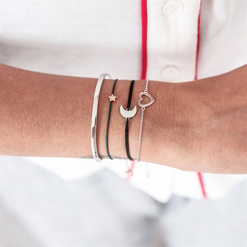 Textil Armband schwarz Mond silber