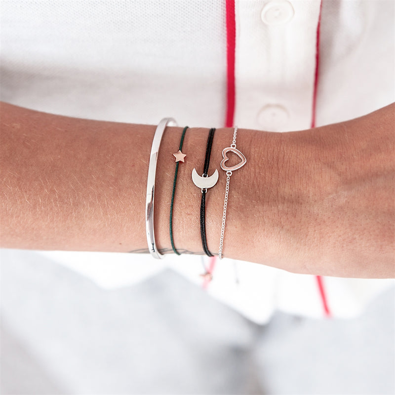 Textil Armband schwarz Mond silber