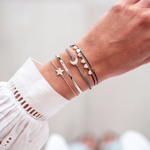 Textil Armband grau Mond silber