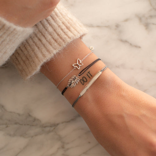 Textil Armband grau silber