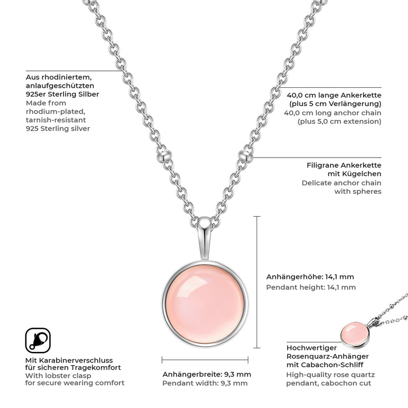 Halskette Rosenquarz silber