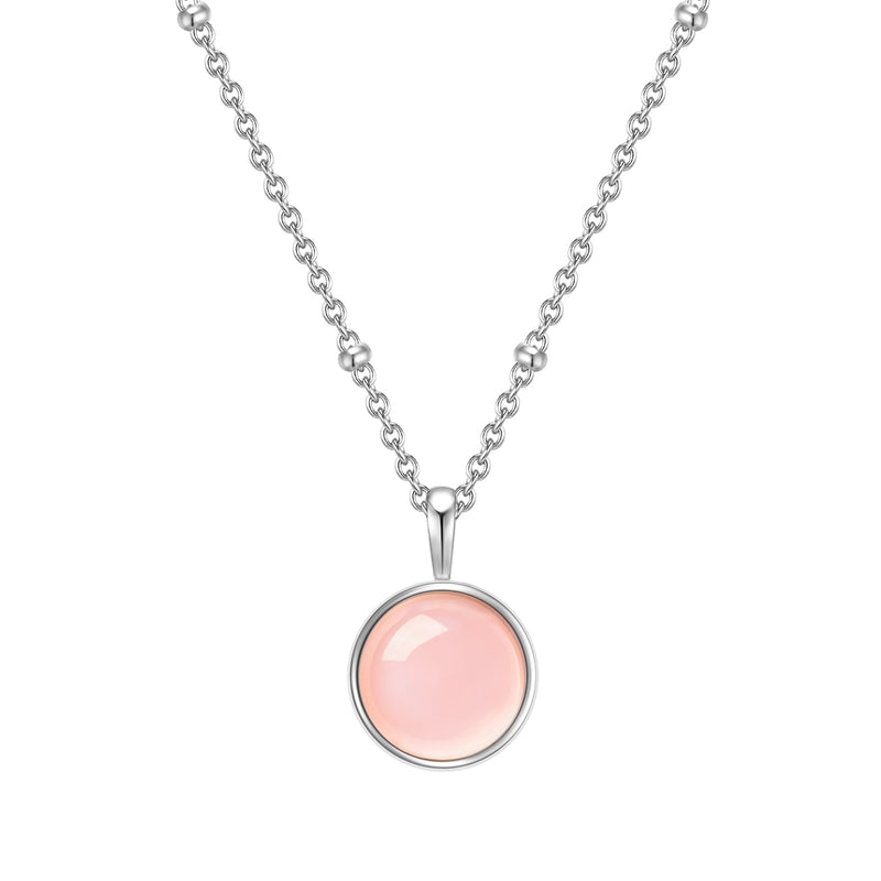 Halskette Rosenquarz silber