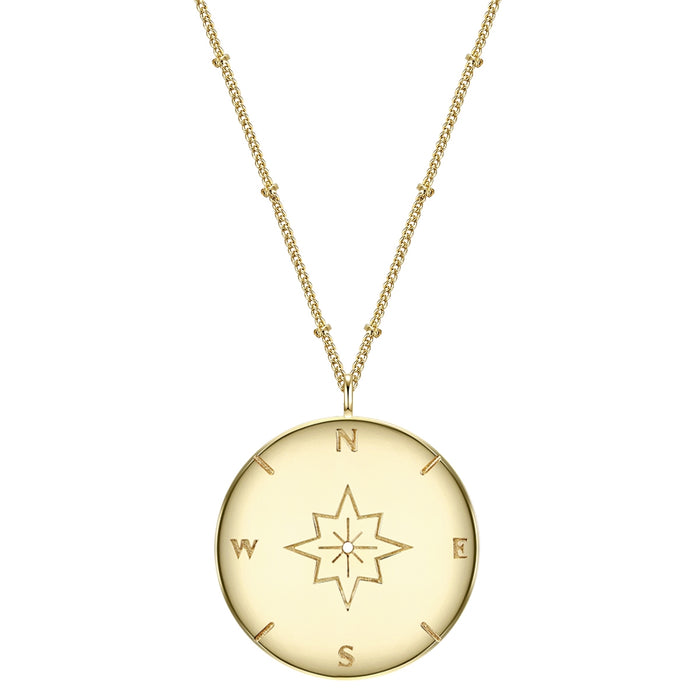 Hals Kette Kompass gold