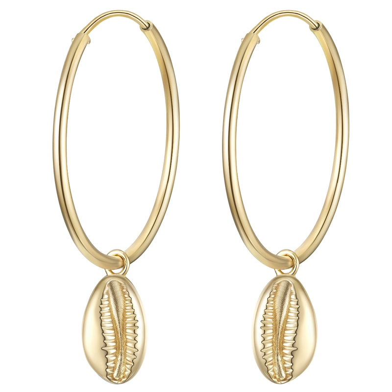 Creolen mit Anhänger Muscheln gold