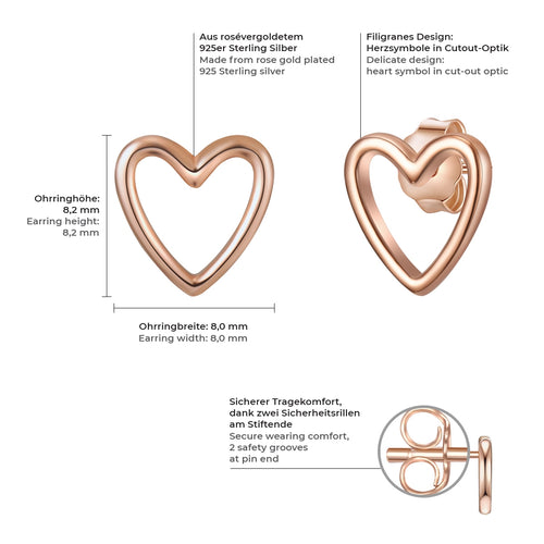 Ohrstecker roségold Herzen offen