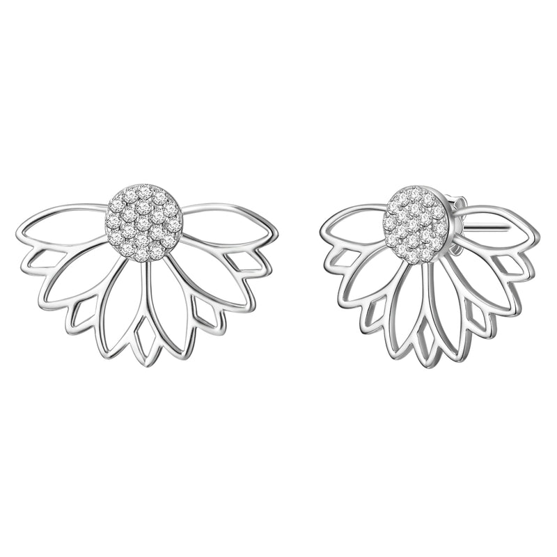 Ohrstecker silber Zirkonia Lotusblume
