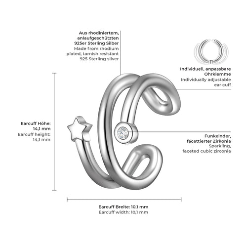 Ohrklemme STERN mit Zirkonia silber