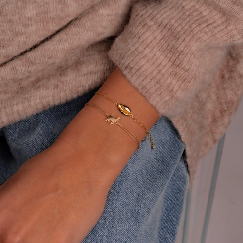 Textil-Armband beige ALPAKA gold