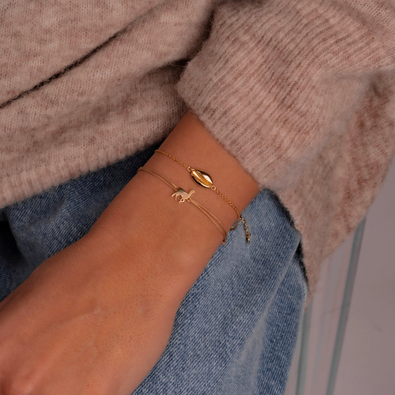 Textil-Armband beige ALPAKA gold
