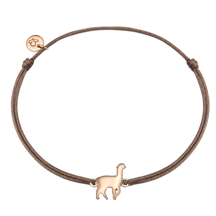 Textil Armband braun Alpaka roségold