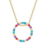 Kette KREIS mit Zirkonia bunt gelbgold