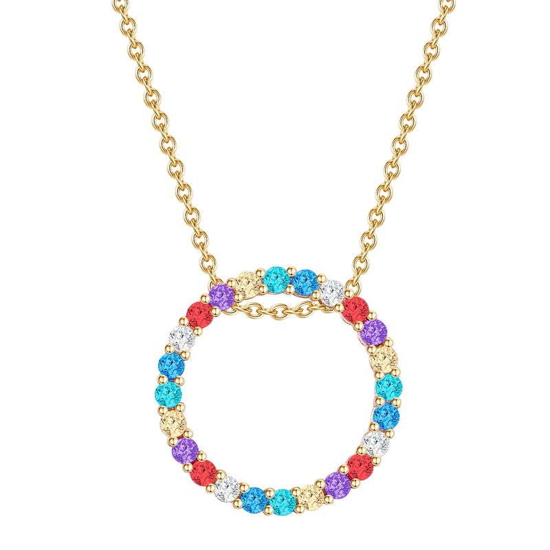 Kette KREIS mit Zirkonia bunt gelbgold