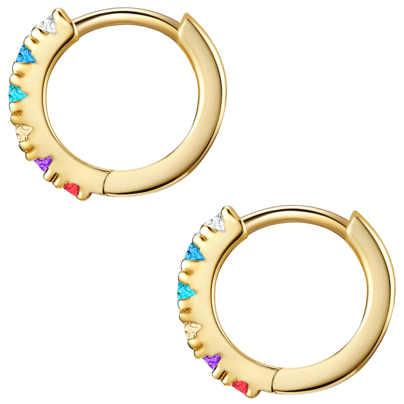 Klappcreolen gold Zirkonia bunt